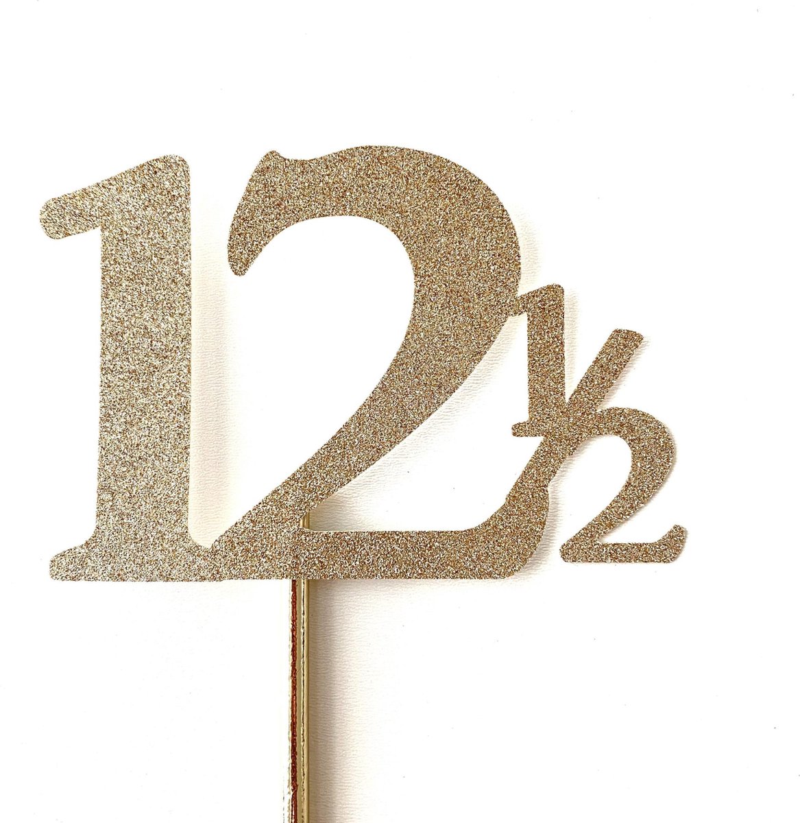 Taarttopper| Cake topper | Taartversiering| Verjaardag| Jubileum| Cijfers | 12,5 | Brons glitter|14 cm| karton